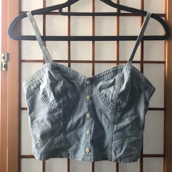 Abercrombie & Fitch Tops - A&F corset chambray / denim cropped bustier top